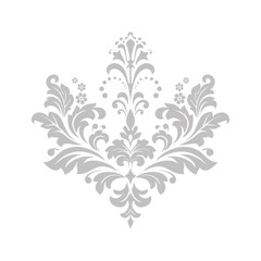 Damask graphic ornament. Floral design element. Grey vector pattern