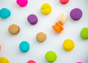 A french sweet delicacy, macaroons variety closeup.macaroon colourful texture.