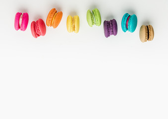 A french sweet delicacy, macaroons variety closeup.macaroon colourful texture.