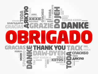 Fototapeta premium Obrigado (Thank You in Portuguese) Word Cloud in different languages