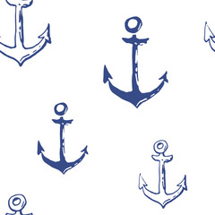 Collection of sea marine ink doodles on white backdrop. Seamless pattern. Endless texture. Can be used for printed materials. Vacation holiday background. Hand drawn design elements. Festive print.