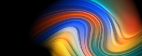 Flowing liquid colors - modern colorful flow poster. Wave liquid shapes. Art design for your design project