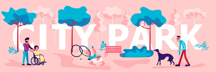 People enjoying in public garden.