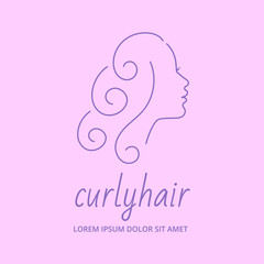 Curly hair woman logo