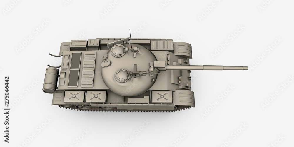 Wall mural tank isolated on white