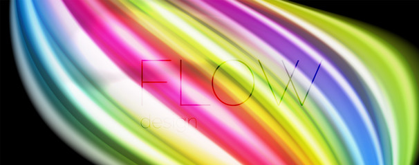 Flowing liquid colors - modern colorful flow poster. Wave liquid shapes. Art design for your design project
