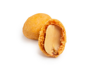 Crispy peanut isolated on white background.