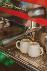 making coffee on a coffee machine