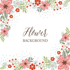 Fototapeta na wymiar Spring Flower / Floral Border / Wreath Background Printed Template - Vector Illustration 
