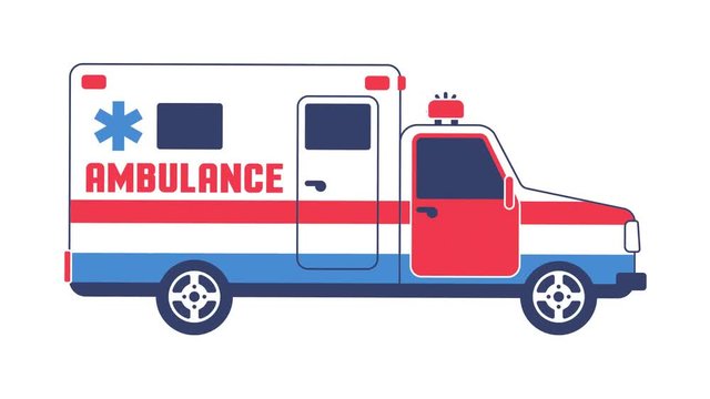 Ambulance car rides on a call with the siren turned on. Looped animation with alpha channel.
