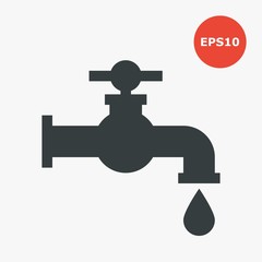 Water tap icon. Vector illustration in flat style.