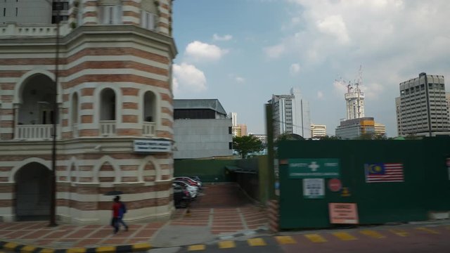 sunny day kuala lumpur city center traffic street road trip panorama 4k malaysia
