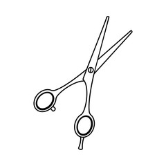 Line art black and white open scissors
