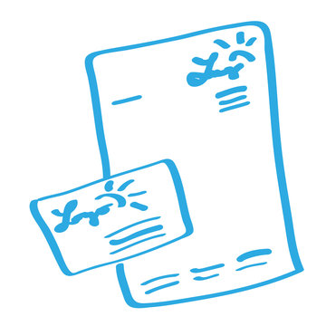 Handgezeichneter Briefbogen mit Visitenkarte in blau
