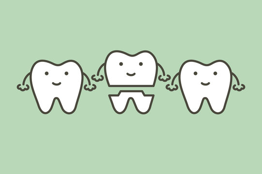 dental crown - tooth cartoon vector flat style