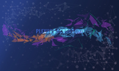 Abstract plexus background with connected lines and dots. Wave flow for your visit card or flyer background. Vector illustration.