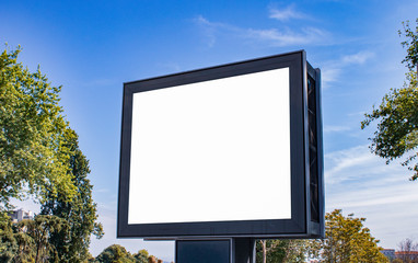 billboard blank mockup and template empty frame for logo or text on exterior street advertising poster screen city background, modern flat style, outdoor banner advertisement