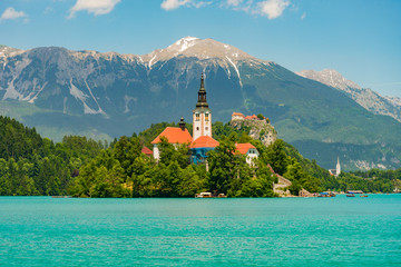 gorgeous Lake Bled in Slovenia at summer time June