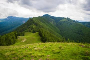 Fototapeta na wymiar storm clouds over a mountain landscape. Romanian Carpathians