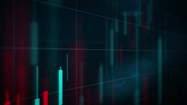 Digital Candlestick Stock Chart 3D View