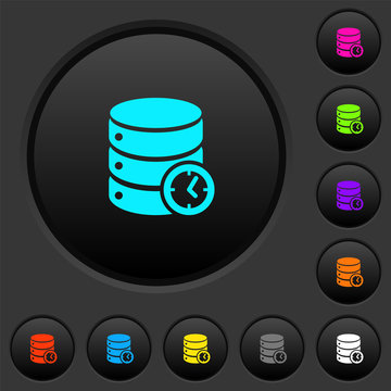 Database timed events dark push buttons with color icons