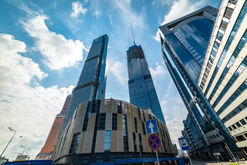 Naklejka premium City the Moscow .Moscow international business center Moscow-city. Neva Towers — high-rise complex,North tower.Russia.2019