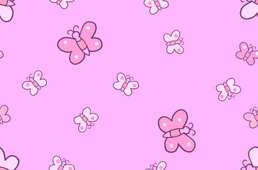 Amazing design of butterflies seamless pattern on pink background great motif for kids rooms for wallpapers or for textile for fashion.