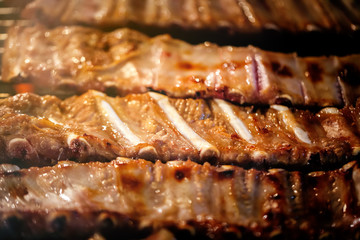 Grilled  Barbecue ribs on the grill