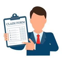 Claim Form Document . Vector image on white background.