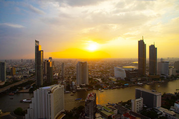 Bangkok Thailand skyline sunset