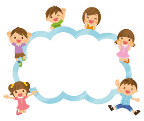 子供　グループ　フレーム