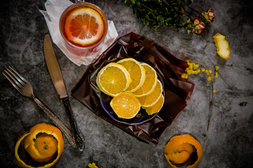 Fototapeta na wymiar oranges, healthy food, breakfast