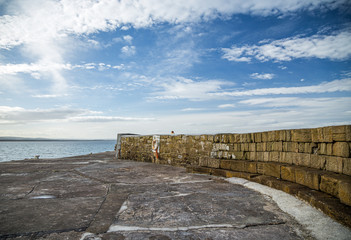 Breakwater in Burghead, Highlands of Scotland.