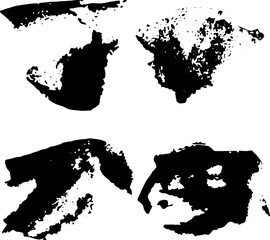 Vector collection of ink, grunge, dirty brush, black paint, strokes. Abstract grunge banner. Black brush stroke background.	