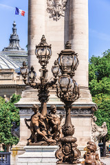 Pont Alexandre III Bridge (details) and Grand Palais. Paris, France - 275059888