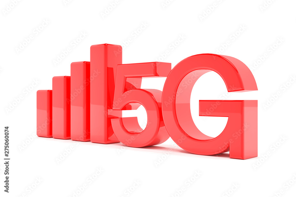 Aufkleber 3d rendering of the fast 5g mobile network - red