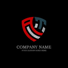 Initial AT letter logo Inspiration, vintage shield logo design template