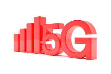 3d rendering of the fast 5G mobile network - red