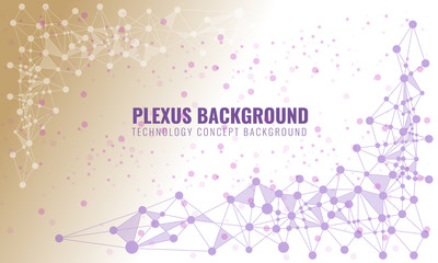 Abstract plexus background with connected lines and dots. Wave flow for your visit card or flyer background. Vector illustration.