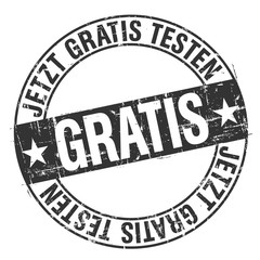 Illustration - Stempel - Jetzt Gratis Testen - Schwarz