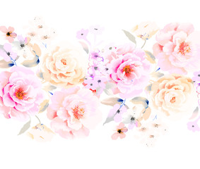 Fototapeta na wymiar Elegant watercolor peony flower rose flower