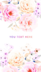 Elegant watercolor peony flower rose flower