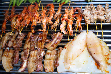 Vietnam grilled mix food and seafood party