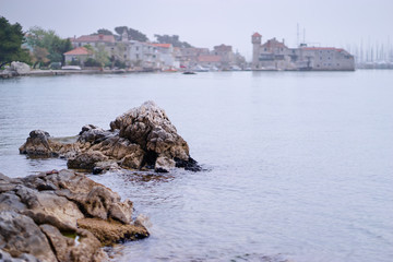 Fototapeta na wymiar Kastel Gomilica, coast in Dalmatia, Croatia. A famous tourist destination on the Adriatic sea.