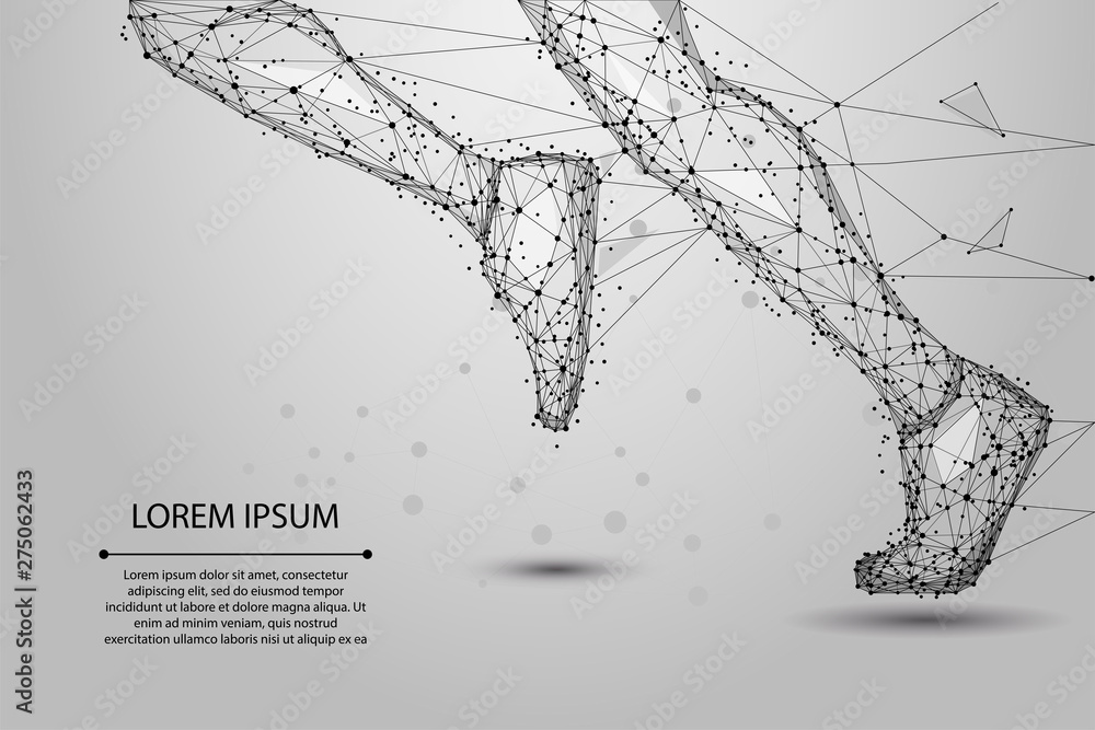 Aufkleber abstract polygonal running legs from lines, triangles and particle. low poly wireframe vector illust