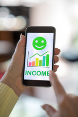 Income growth concept on a smartphone