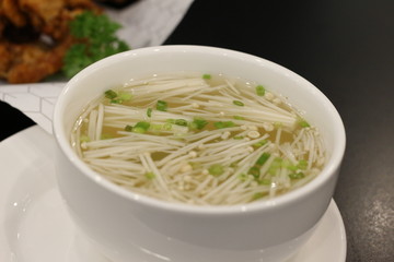boiled water of gold needle mushroom.