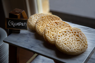 Hot toasted English crumpets