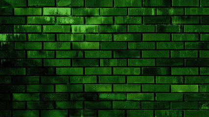 Facade vintage brick stone wall green texture background.
