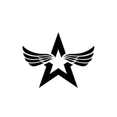 Rock star with feather wings logo design